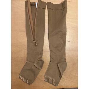 Women’s Toeless Zip Up Compression Socks Dark Tan size Small/Medium